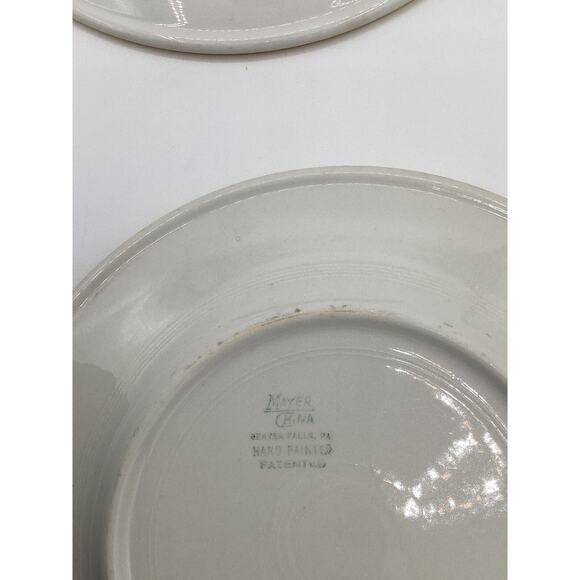 VTG Mayer China Beaver Falls Restaurant Ware Yellow Airbrush Plate Set Of 2 - Picture 4 of 4